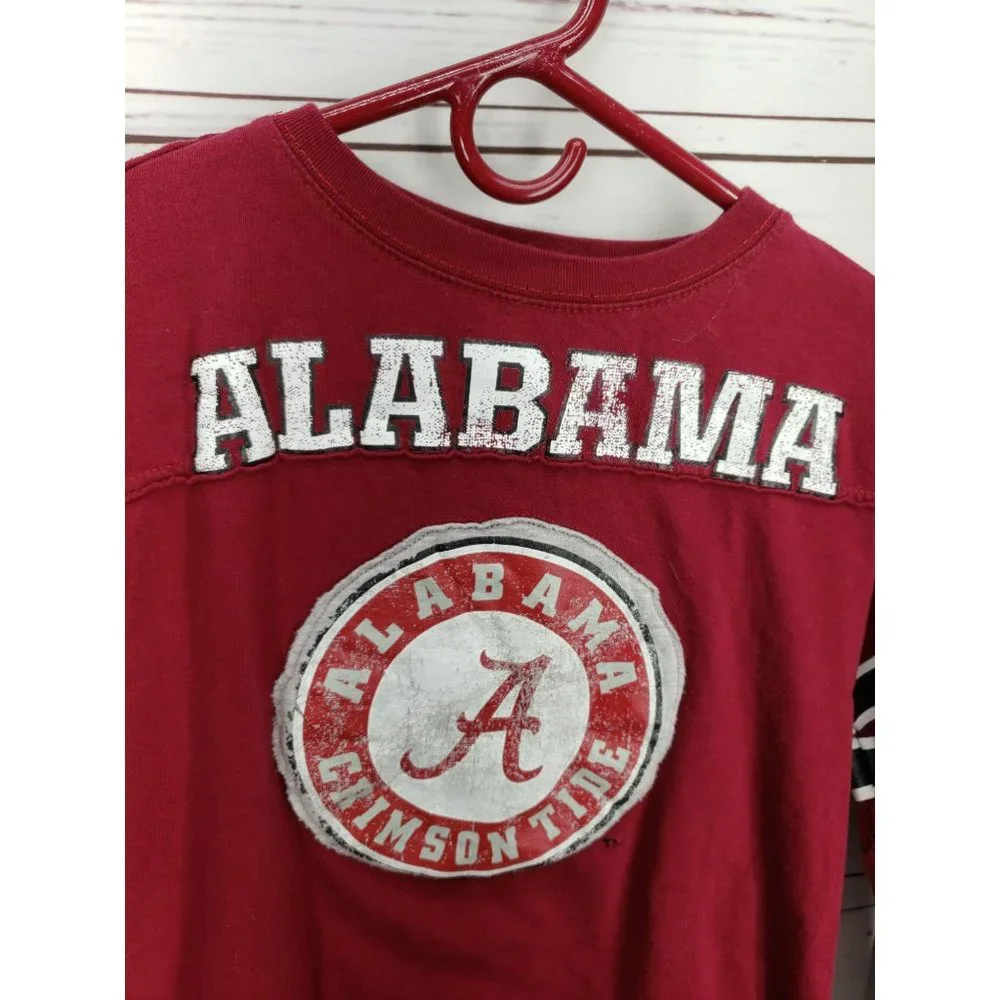 Alabama Crimson Tide T-Shirt Red Gray‎ Long Sleeve Athletic Size Large 14/16